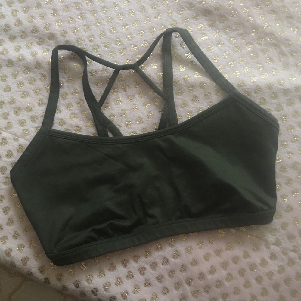 Joy Lab Dark Hunter green Sports bra back detail